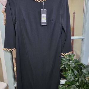 Karl Lagerfeld Black Dress with Wood Look Beaded Trim